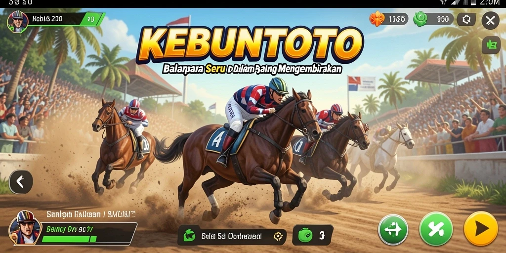 Gameplay seru KEBUNTOTO dengan balapan yang penuh adrenalin.