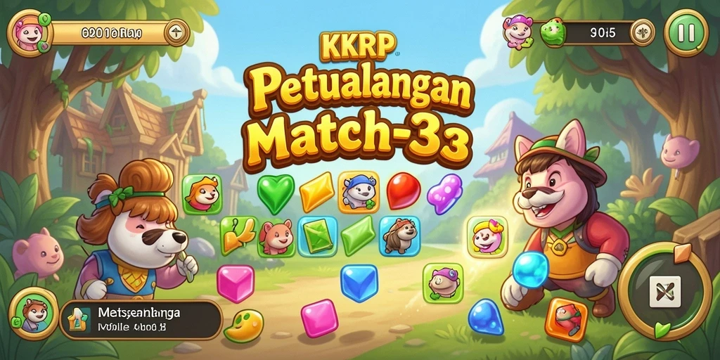 Tampilan gameplay menarik permainan Match-3 KKRP.