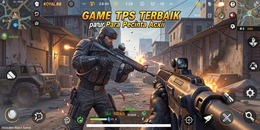 Tampilan gameplay ROYAL88 yang menegangkan dalam mode TPS.